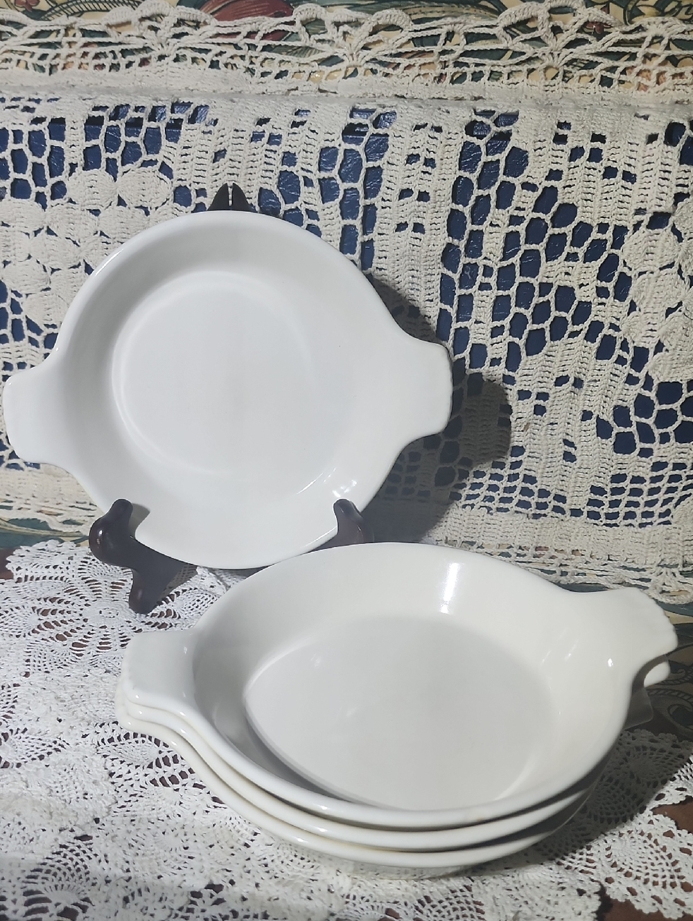 1940s Coors Thermo Porlcelian Plates With Handles -Set of 4